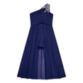 thumbnail image 4 of Lejafay Robe de Demoiselle d'Honneur Junior pour Fille, Combishort à Paillettes Sans Manches à une Épaule, Robe de Soirée Formelle Bleu Marine 10, 4 of 7