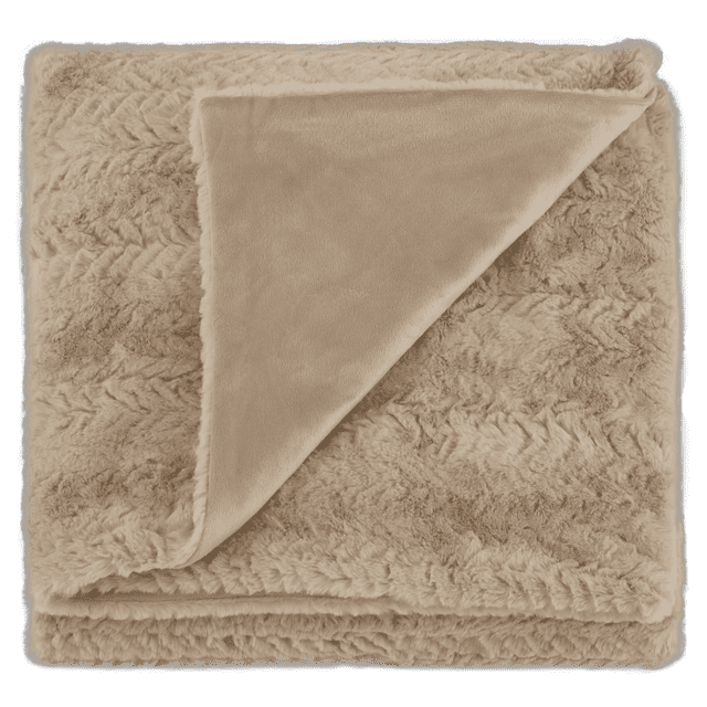 Bouclair Beige Ellyn Faux Fur Throw 50x60 in (127x152 cm)