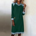thumbnail image 1 of Mceream Robes Longues pour Femmes Formelles Grande Taille à Blocs de Couleur Robe Patchwork en Denim Printemps Ample Décontractée à Col Midi Robes Chandail Vert TTG, 1 of 8