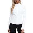 thumbnail image 1 of Craaazy Women's Solid Color Zipper Stand Collar Sun Protection Long Sleeve Sports Workout Tops Gifts, 1 of 6