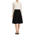 thumbnail image 2 of Unique Bargains Women's Button Front Formal Work A-Line Midi Skirts Black M, 2 of 6