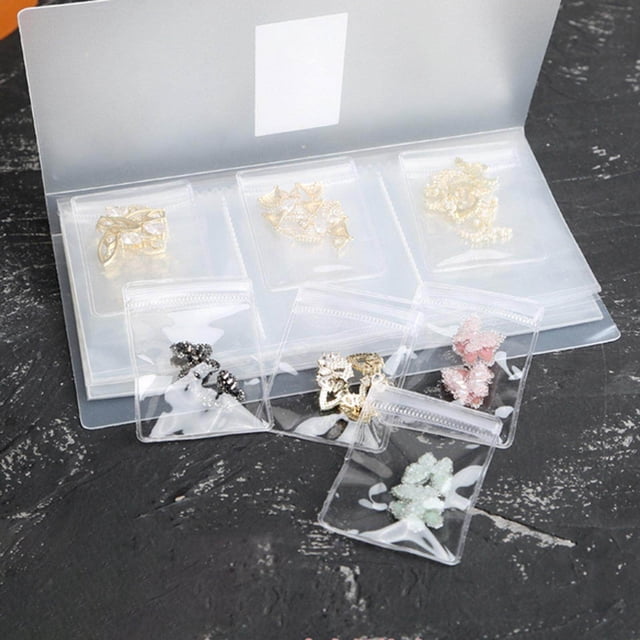 facefd PVC Jewelry Storage Organizer for Earrings Album Cards 84 Grids 10 Bags 35g