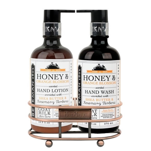 Beekman 1802 Lait de Chèvre Pur Miel Fleur d'Oranger Soin des Mains Ensemble de Deux Paniers