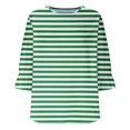 thumbnail image 3 of Plebaso Womens Summer Tops Ruffle 3/4 Length Sleeve Round Neck Shirts Pleated Casual Loose Tunic Blouses, 3 of 6