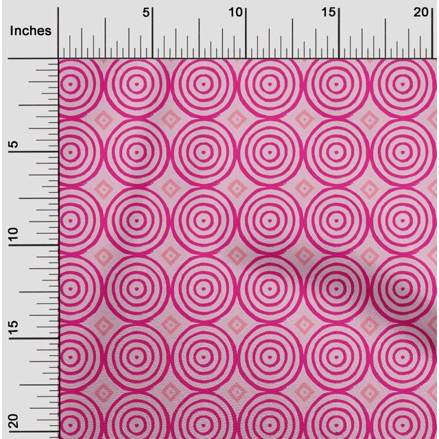 oneOone Silk Tabby Fabric Diamond & Circle Block Print Sewing Fabric BTY 42 Inch Wide