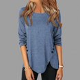 thumbnail image 1 of Womens Casual Long Sleeve Tunic Shirts  Neck Button Side Blouses Tops, 1 of 6