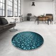 thumbnail image 4 of Ahgly Company Tapis Rond Lavable en Machine Intérieur Transitionnel Vert Sarcelle Profond, 7 Pieds Rond, 4 of 7
