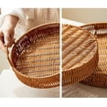 thumbnail image 4 of mtvxesu Woven Rattan Storage Basket for Tabletop Snacks Fruit and Dessert Tray for Afternoon Tea 3-Piece Set, 4 of 7