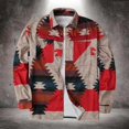 thumbnail image 2 of Men‘s Winter Size Single Christmas Tree Print Light Business Lapel Shirt Jacket, 2 of 6