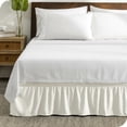 thumbnail image 1 of Bare Home Adjustable Wrap Around Bed Skirt - 15 Inch Drop - Easy Fit - Ruffle Pleats - Twin, Cream, 1 of 6