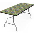 thumbnail image 1 of Boho Elastic Fitted Tablecloth, Flowers Rectangle Table Cover, Waterproof Table Cloth for Outdoor Picnic Camping Parties, 24x48 Inch, 1 of 5