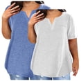 thumbnail image 1 of Babysbule T-Shirt Surdimensionné à Col en V pour Femmes 2 Pcs, Doux, Confortable, Blouse Décontractée, Haut d'Été Mode, Polyester, 1 of 3