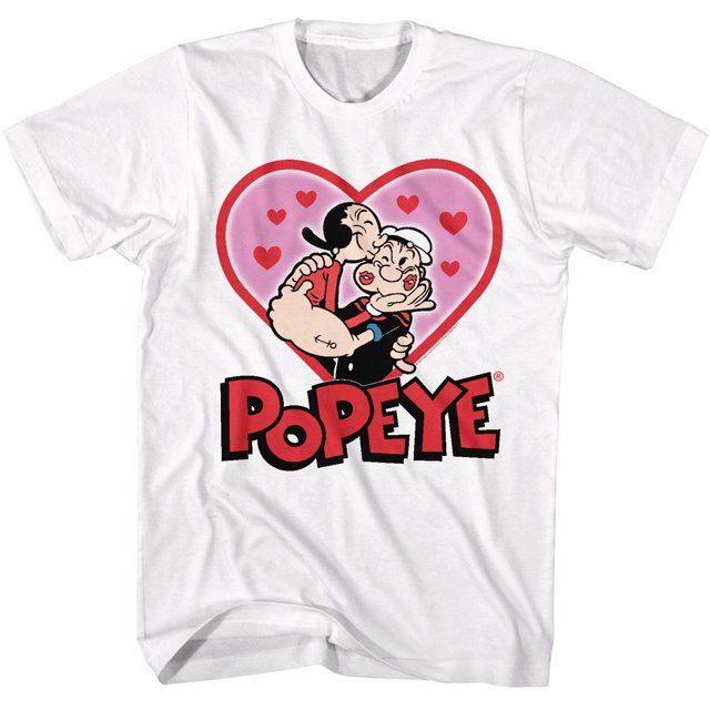 Popeye P O Saint-Valentin Blanc T-Shirt pour Adulte TG