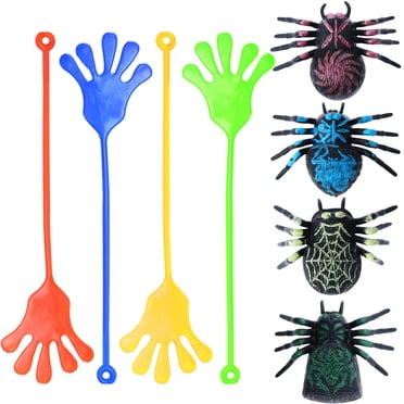 TOYMYTOY Mini Glitter Sticky Hands Toys and Sticky Spider Toys Set Party Favor Toys for Children