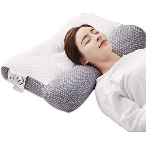 Ergonomic Pillow for Sleeping, 24" x 16" Cervical Neck Support Pillow for Side, Back & Stomach Sleepers, Grey