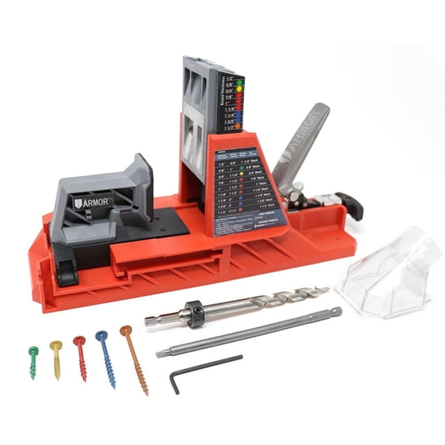 ARMOR TOOL Système de Jig à Poche Auto-Jig - Pack de Démarrage - Outil de Menuiserie avec Design Auto-Ajustable & 50 Vis Assorties - APJ-1400