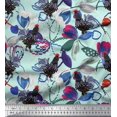 thumbnail image 1 of Soimoi Rayon Fabric Floral & Cock Watercolor Fabric Prints by Yard 56 Inch Wide, 1 of 3