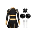 thumbnail image 4 of Eandarui Uniforme de Cheerleading pour Fille Robe Plissée à Manches Longues Tenue de Performance de Cheer d'École 5-16 Ans Or&Blanc 12, 4 of 5