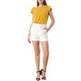 thumbnail image 2 of INSPIRE CHIC Women's Solid V Neck Cap Short Sleeves Work Blouse, 2 of 6