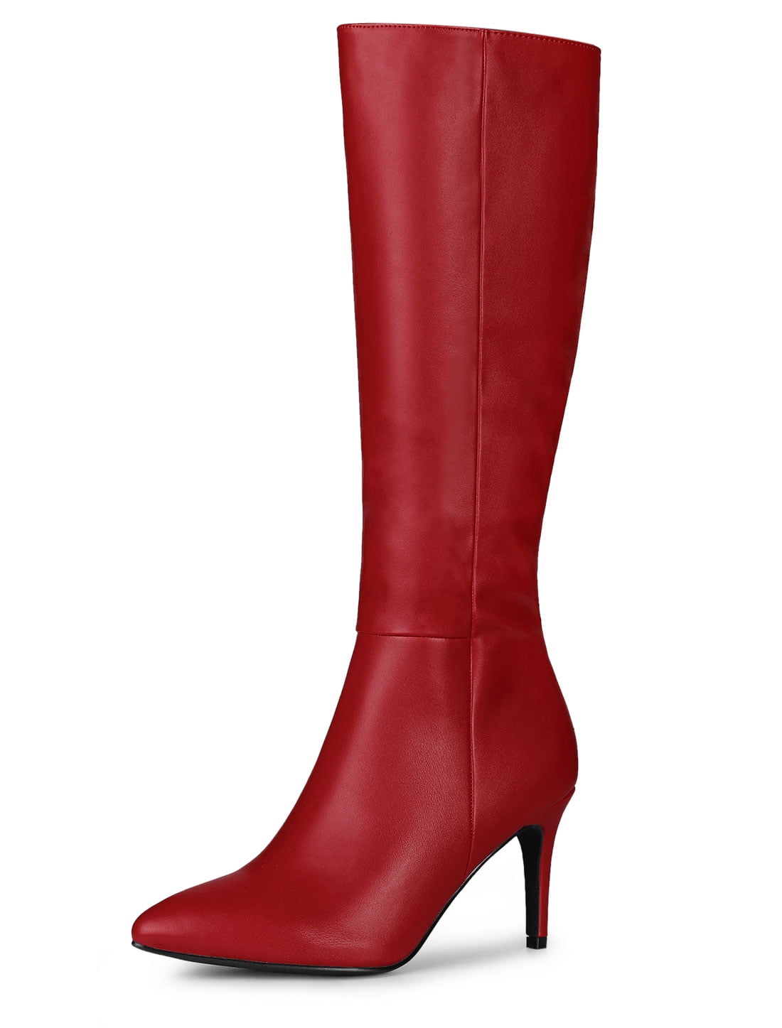 Unique Bargains Women's Pointed Toe Side Zip Stiletto Heel Knee High Boots