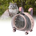 thumbnail image 4 of tredstone Kitten Bag Backpack Handbag with Wheels Durable Dog Trolley Case for Puppy Translucent Pink, 4 of 9