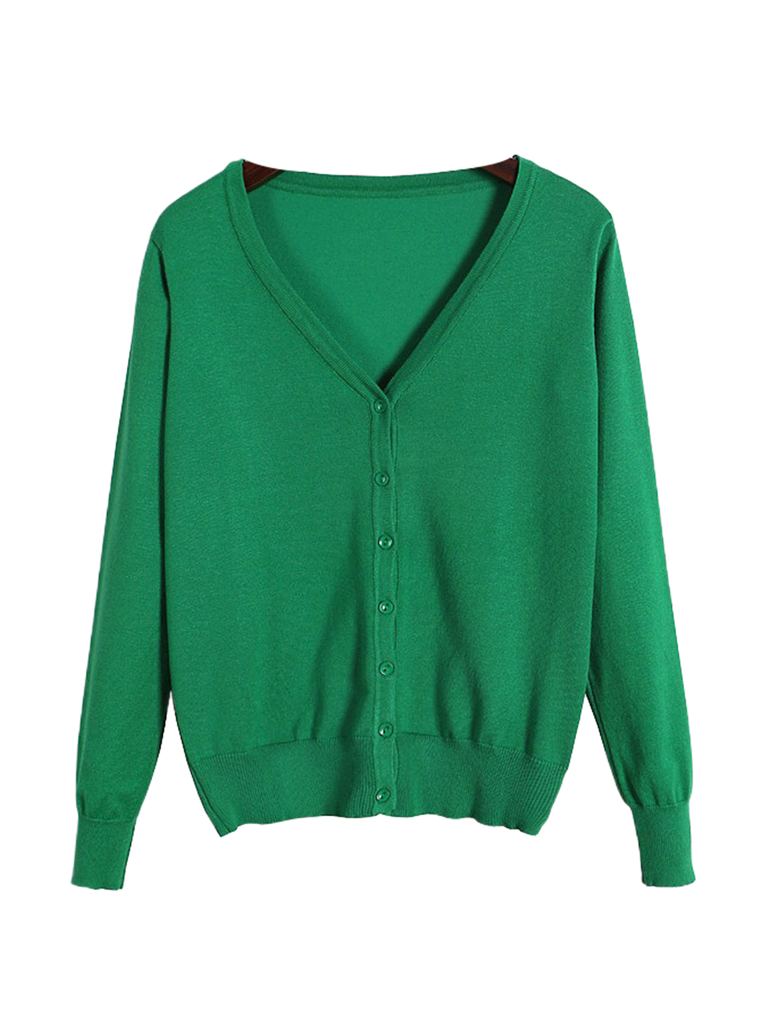 Innerwin Cardigan Sweater V Neck Ladies Coat Fall Solid Color Loose Outwear Grass Green 3XL