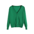 thumbnail image 1 of Innerwin Cardigan Sweater V Neck Ladies Coat Fall Solid Color Loose Outwear Grass Green 6XL, 1 of 2