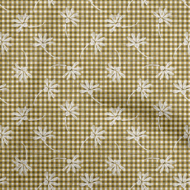 oneOone Cotton Silk Yellow Fabric Block Craft Projects Decor Fabric Printed By The Yard 42 Inch Wide