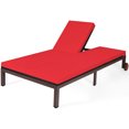 thumbnail image 4 of Gymax Fauteuil Inclinable de Patio en Rotin Réglable pour 2 Personnes avec Coussin Rouge et Roue, 4 of 10