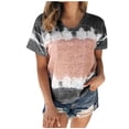 thumbnail image 2 of DPTALR T-Shirt à Col Ras du Cou pour Femmes à Blocs de Couleur avec Lien - Patchwork T-Shirt Décontracté Hauts (P-5TG), 2 of 6