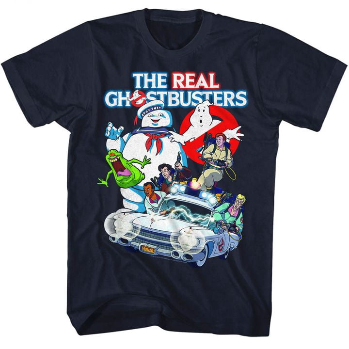 The Real Ghostbusters Gb Collage Navy Adult T-Shirt 4Xlt