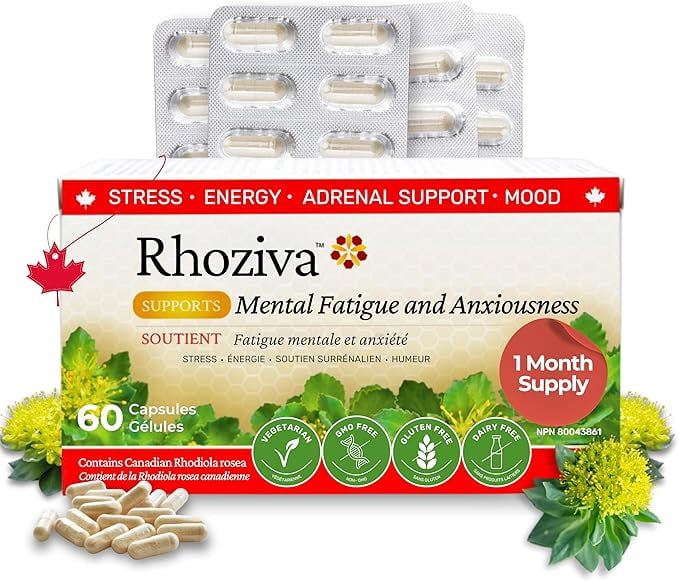 Rhodiola Rosea Supplement 200mg 5:1 Extract - Stress Relief, Increase Energy, Mental Focus & Memory with Vitamin B Complex + D3, E, Magnesium Bisglycinate, Folate & Zinc - 60 Capsules (1-Pack)