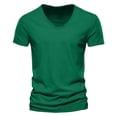 thumbnail image 1 of Men's Casual V Neck T Shirts Loose Fit Comfortable Stretchy Pure Color Summer Tee For Daily Wear With Shorts, 1 of 5