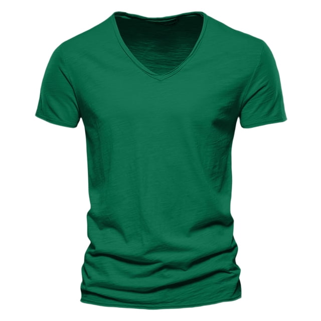 Men's Casual V Neck T Shirts Loose Fit Comfortable Stretchy Pure Color Summer Tee For Daily Wear With Shorts