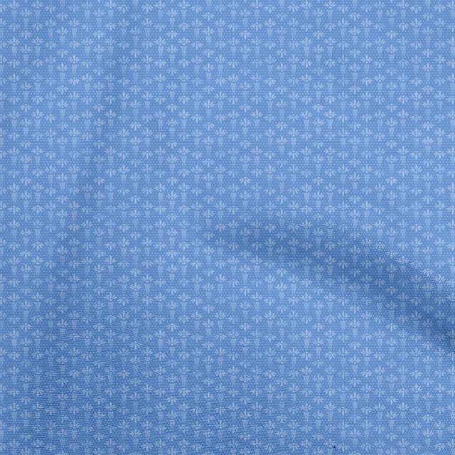 oneOone Cotton Silk Medium Blue Fabric Asian Block Craft Projects Decor Fabric Printed By The Yard 42 Inch Wide