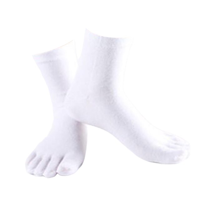 Maytalsory Cozy Five Toe Socks Breathable Cotton High Crew Socks Athletic Solid Socks White 1Set