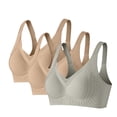 thumbnail image 1 of Amzcrzy 3PC Womens Bras Comfortable Supportive Lift Push up Bra Trendy Solid Color Ribbed Seamless T Shirt Bra 3XL, 1 of 5