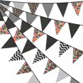 thumbnail image 2 of 33 Ft Vintage Flower Fabric Bunting Banner 36 Triangle Flag For Party Decor, 2 of 9