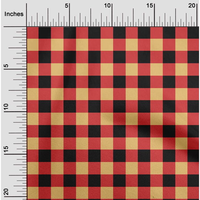 oneOone Polyester Lycra Fabric Gingham Check Printed Craft Fabric BTY 56 Inch Wide