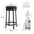 thumbnail image 3 of 360°Swivel Bar Stools Set,  PU Leather Counter Height Barstools with Footrest & Metal Frame, Upholstered Backless Round Bar Stools for Kitchen Island, 3 of 7