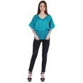 thumbnail image 2 of Moomaya Hauts Chauve-Souris Imprimés pour Femmes Col en V Blouse d'Été Décontractée Tunique Mode, 2 of 7