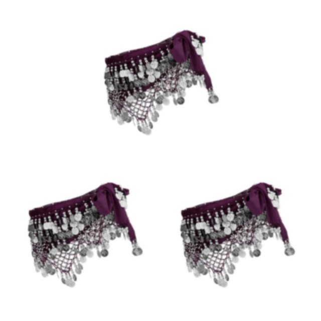 Thinsony Beautiful Belly Dance Waist Chain Intricate Purple Silver 3Set