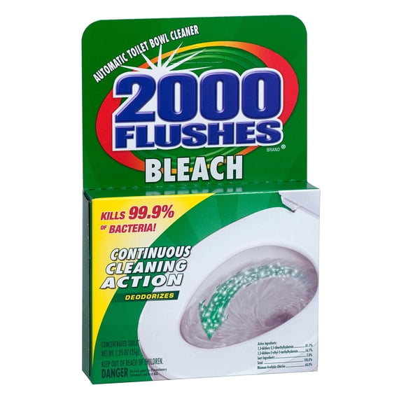 2000 Flushes Nettoyant Automatique pour Cuvette de Toilette Bleu avec Javellisant, 1,25 OZ
