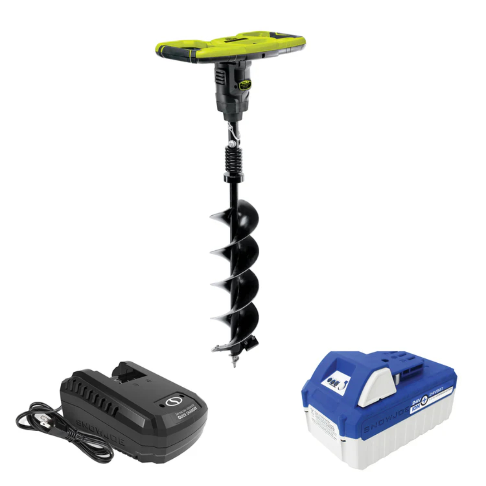 Snow Joe 8" Ice Fishing Auger With 8.0 Ah 24V Battery
