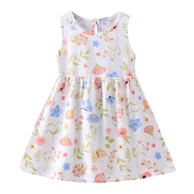 Robes pour Tout-Petites Fille Sans Manches Ligne A Robes de Printemps pour Filles Robe Dessin Animé pour Filles Robes de Bal pour Filles