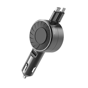PD30W Chargeur de voiture rétractable, 3 en 1 Chargeur de voiture rapide, 2 Câbles rétractables Adaptateur de chargeur de voiture