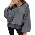 thumbnail image 1 of Chandails à Capuchon de Mode pour Femmes 2023 Mode Manches Longues Col Rabattu Couleur Unie Hauts Amples Blouses Chandails en Molleton 50 % de Rabais Liquidation Costumes Halloween/noël, 1 of 7