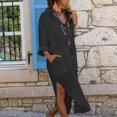 thumbnail image 4 of Birdeem Womens Fashion Solid Long Sleeve Pockets Turn Down Collar Dresses, 4 of 8