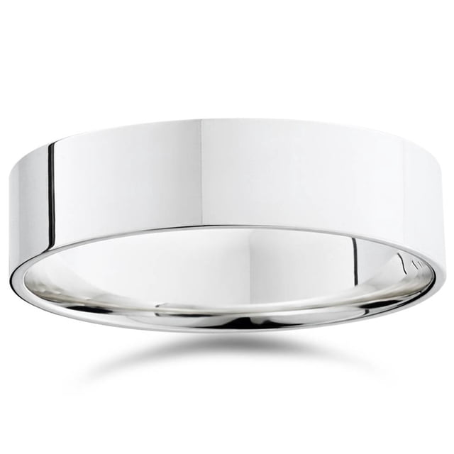 Alliance de Mariage Plate 6 mm à Polissage Élevé en Platine 950