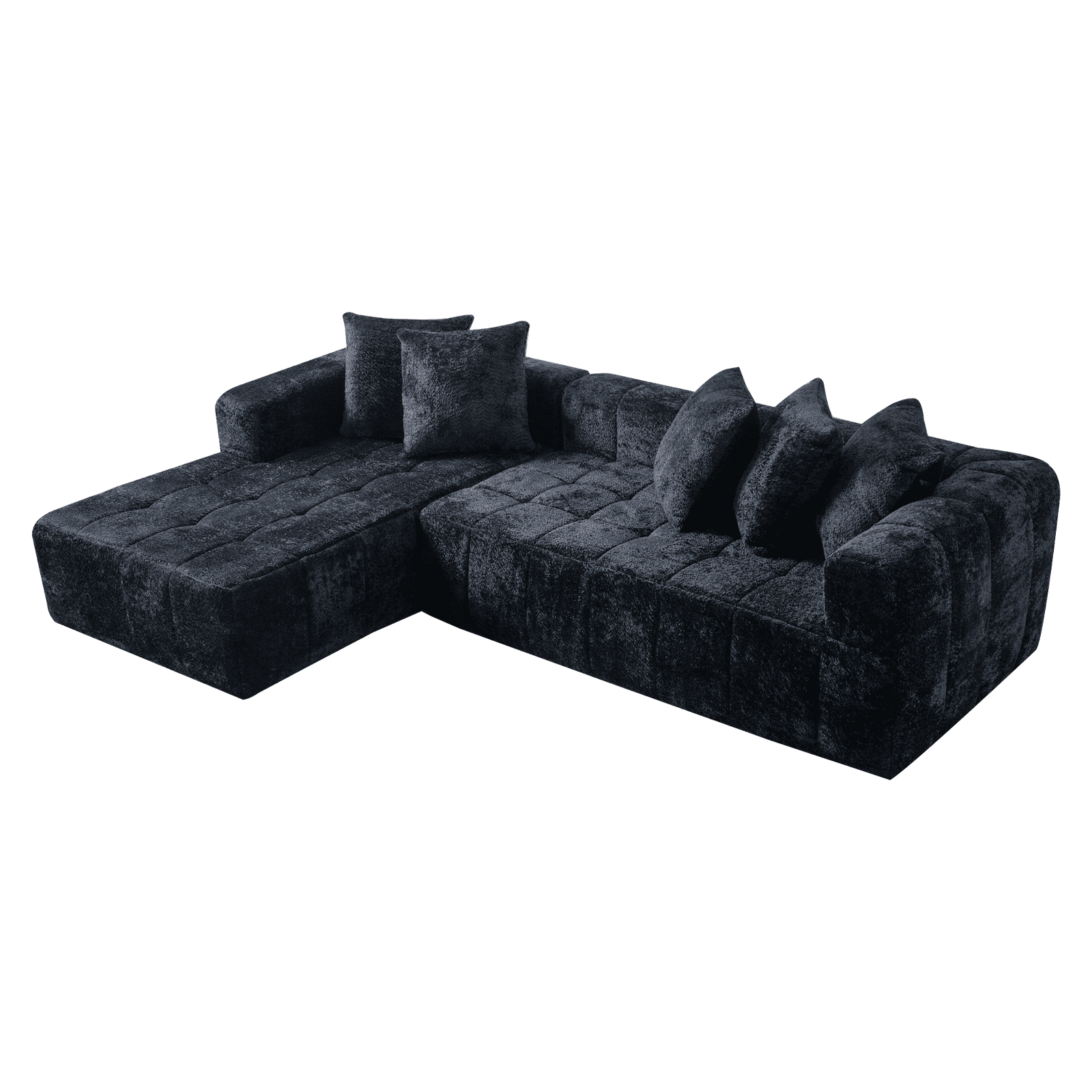 Noble House 107.9" Cloud Modular Sectional Sofa,L-Shape Chaise with Deep Seat for Living Room Bedroom,Black